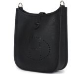 HERMÈS EVELYNE TPM BLACK CLEMENCE PALLADIUM HARDWARE