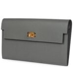 HERMÈS KELLY POCKET LONG WALLET GRIS MEYER MADAME GOLD HARDWARE