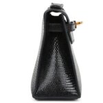 HERMÈS KELLY POCHETTE BLACK VARANUS NILOTICUS LIZARD GOLD HARDWARE