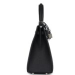 HERMÈS KELLY SELLIER 25 BLACK EPSOM PALLADIUM HARDWARE