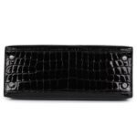 HERMÈS KELLY SELLIER 25 BLACK SHINY NILOTICUS CROCODILE PALLADIUM HARDWARE
