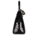 HERMÈS KELLY SELLIER 25 BLACK SHINY NILOTICUS CROCODILE GOLD HARDWARE