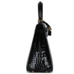 HERMÈS KELLY SELLIER 25 BLACK SHINY ALLIGATOR GOLD HARDWARE