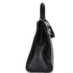 PRE-OWNED HERMÈS RARE KELLY RETOURNE 32 SO BLACK BOX BLACK HARDWARE
