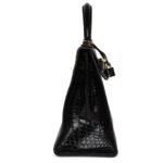 VINTAGE HERMÈS KELLY SELLIER 32 BLACK SHINY POROSUS CROCODILE GOLD HARDWARE