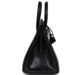 HERMÈS BIRKIN 25 BLACK SHINY VARANUS NILOTICUS LIZARD PALLADIUM HARDWARE