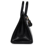 HERMÈS BIRKIN 25 BLACK SHINY VARANUS NILOTICUS LIZARD GOLD HARDWARE