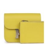 HERMÈS CONSTANCE SLIM WALLET LIME EVERCOLOR PALLADIUM HARDWARE