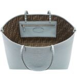 FENDI MEDIUM ROLL BAG LIGHT BLUE SELLERIA SHOPPER WITH 218 HAND-SEWN TOPSTITCHES