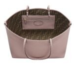 FENDI MEDIUM ROLL BAG MAUVE PINK SELLERIA SHOPPER WITH 218 HAND-SEWN TOPSTITCHES