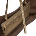 FENDI ROLL MEDIUM CHAMPAGNE-COLORED SELLERIA SHOPPER WITH 218 HAND-SEWN TOPSTITCHES
