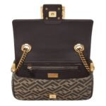 FENDI BAGUETTE CHAIN MIDI BROWN FF JACQUARD FABRIC BAG