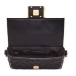 FENDI BAGUETTE MINI BLACK NAPPA LEATHER BAG WITH FF MOTIF