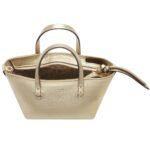 FENDI ROLL MINI CHAMPAGNE-COLORED SELLERIA MINI-BAG WITH 62 HAND-SEWN TOPSTITCHES