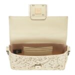 FENDI BAGUETTE MINI CHAMPAGNE-COLORED SEQUIN BAG WITH FF