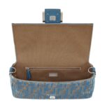 FENDI BAGUETTE LIGHT BLUE FF JACQUARD VELVET BAG