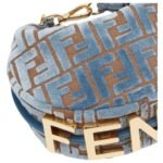 FENDI FENDIGRAPHY MINI LIGHT BLUE FF JACQUARD VELVET MINI BAG