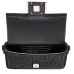 FENDI BAGUETTE MINI BLACK SUEDE BAG WITH FF IN CRYSTALS AND STUDS