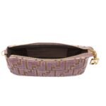 FENDI BAGUETTE POUCH MAUVE PINK JACQUARD FF VELVET POUCH WITH CHAIN