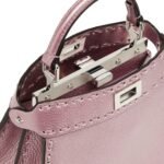 FENDI PEEKABOO ISEEU PETITE METALLIC SELLERIA BAG WITH 306 HAND-SEWN TOPSTITCHES