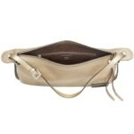 FENDI SIMPLY FENDI MEDIUM METALLIC CHAMPAGNE-COLORED LEATHER HANDBAG