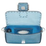 FENDI BAGUETTE MINI METALLIC BLUE SELLERIA BAG WITH 309 HAND-SEWN TOPSTITCHES