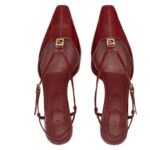 FENDI FFOLD LEATHER LOW HEELED SLINGBACKS