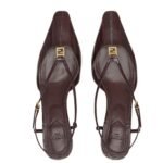 FENDI FFOLD LEATHER LOW HEELED SLINGBACKS