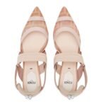FENDI COLIBRÌ LEATHER AND MESH SLINGBACKS WITH MEDIUM HEEL