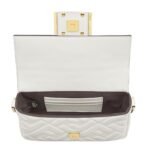 FENDI BAGUETTE MINI WHITE NAPPA LEATHER BAG WITH FF MOTIF