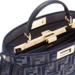 FENDI PEEKABOO ISEEU SMALL DARK BLUE FF CHENILLE BAG