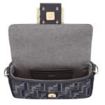 FENDI BAGUETTE MINI DARK BLUE FF CHENILLE BAG