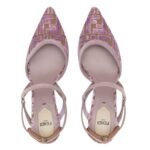 FENDI COLIBRÌ LITE FF JACQUARD VELVET MEDIUM-HEELED SLINGBACKS