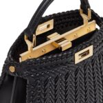 FENDI PEEKABOO ISEEU PETITE CAMELLIA INTERLACE LEATHER BAG
