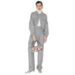 FENDI BLOUSON GRAY MICRO CHECK WOOL BOMBER JACKET