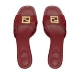 FENDI FFOLD LEATHER MEDIUM-HEELED SANDALS