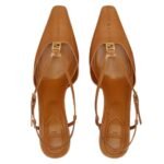 FENDI FFOLD LEATHER LOW-HEELED SLINGBACKS