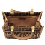 FENDI MINI SUNSHINE SHOPPER BROWN FF FABRIC MINI-BAG