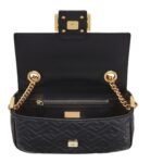 FENDI BAGUETTE CHAIN MIDI BLACK NAPPA LEATHER BAG WITH FF MOTIF