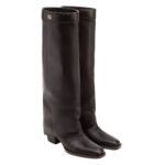 FENDI SHOW BURGUNDY LEATHER HIGH-HEELED BOOTS