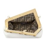 FENDI FIRST SMALL WHITE LEATHER BAG WITH EXOTIC DETAILS