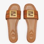 FENDI FFOLD LEATHER SANDALS