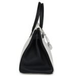 HERMÈS SPECIAL ORDER (HSS) BIRKIN 30 WHITE AND BLACK CLEMENCE BRUSHED PALLADIUM HARDWARE