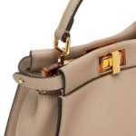 FENDI PEEKABOO MINI DOVE GRAY LEATHER BAG