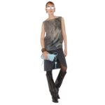 FENDI TOP GRAY PRINTED ORGANZA TOP