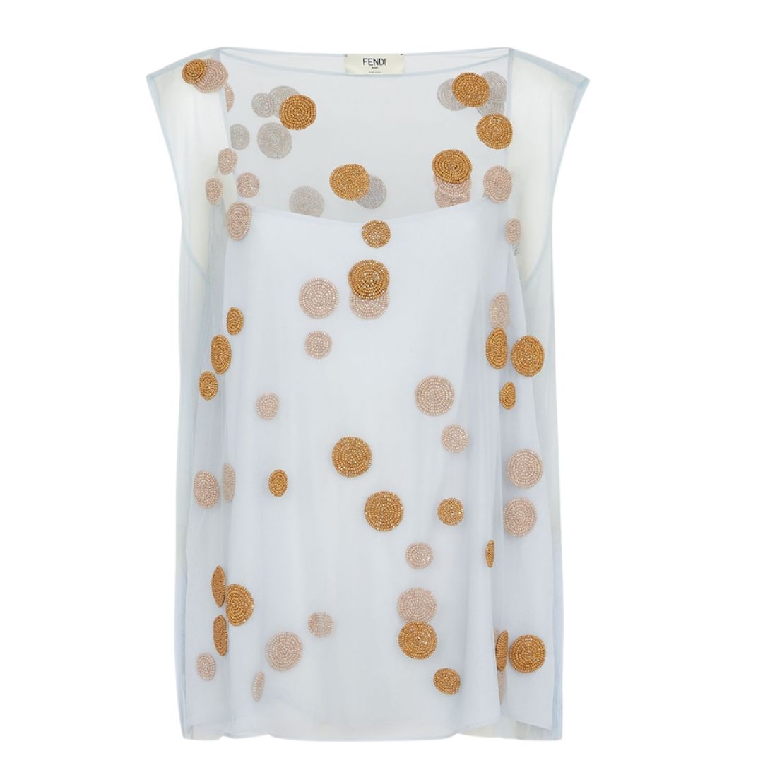 4 FENDI TOP LIGHT BLUE ORGANZA TOP