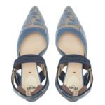 FENDI COLIBRÌ LIGHT BLUE FF EMBROIDERY HIGH-HEELED SLINGBACKS