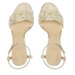 FENDI DELFINA METALLIC NAPPA LEATHER AND FF SEQUIN HIGH-HEELED SANDALS