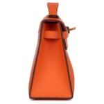 HERMÈS SPECIAL ORDER HSS KELLY POCHETTE ORANGE VERSO SWIFT GOLD HARDWARE