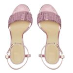 FENDI DELFINA METALLIC NAPPA LEATHER AND FF SEQUIN HIGH HEELED SANDALS